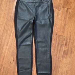WHBM Black Leather Mixed Media Pants